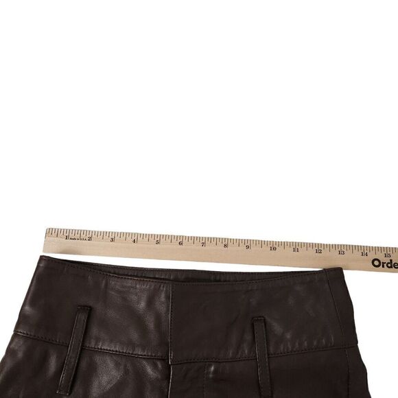 Marissa Webb Pants Womens 2 Brown Lamb Leather Cropped Straight Leg High-Rise - Picture 11 of 16